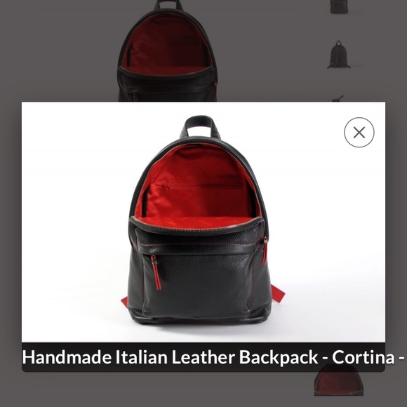 NWOT Borlino black Italian leather backpack - Picture 4 of 7